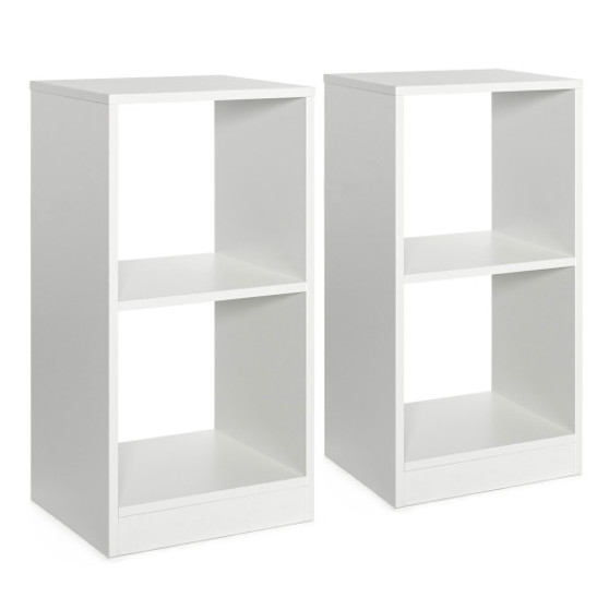 2 Pieces 2-Tier Bookcase Set With Anti-Toppling Device (CB10441WH-2)