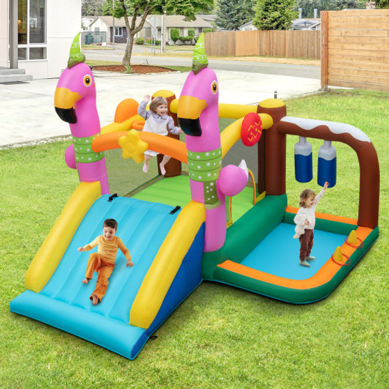 7-In-1 Flamingo Inflatable Bounce House With Slide Without Blower (NP10857)