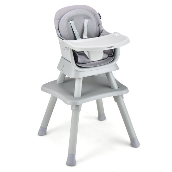 6-In-1 Convertible Baby High Chair With Adjustable Removable Tray-Gray (AD10030GR)