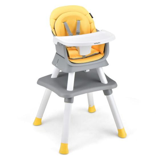 6-In-1 Convertible Baby High Chair With Adjustable Removable Tray-Yellow (AD10030YE)