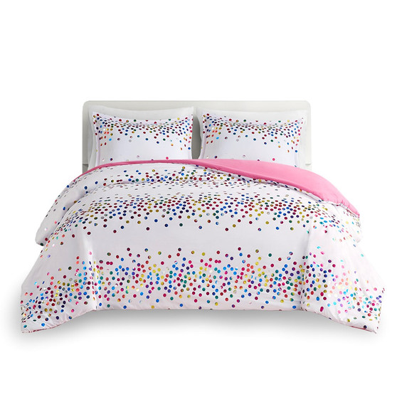 Janie Rainbow Iridescent Metallic Dot Duvet Cover Set - Full/Queen ID12-2183