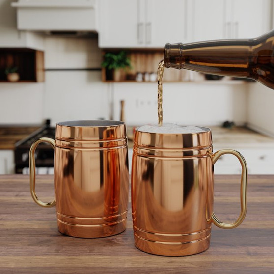 Set Of 2 Copper Beer Mug With C Hand (9283M5MCCB2DS)