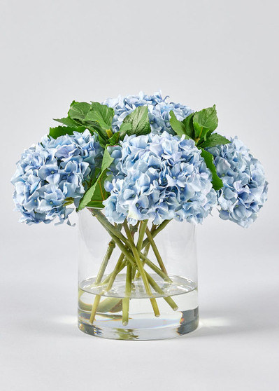 Faux Hydrangea Arrangement In Glass Vase - 12" WIN-P5822-LB