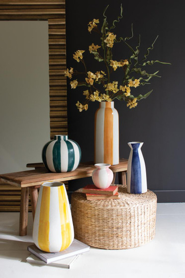 Set Of Five Colored Ceramic Striped Vases (CDV2200)