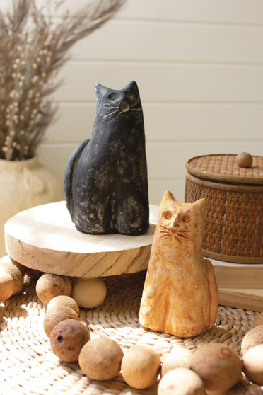Set Of Two Clay Cats (H4437)