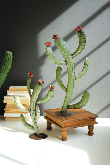 Set Of Two Recycled Iron Cactus (NTM1378)
