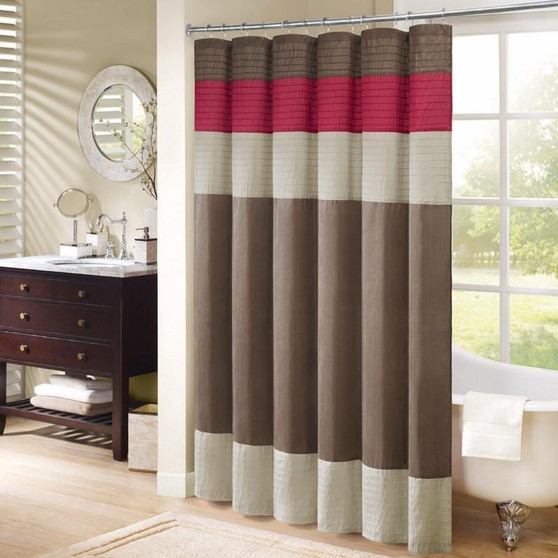100% Polyester Faux Silk Shower Curtain - Red MP70-221