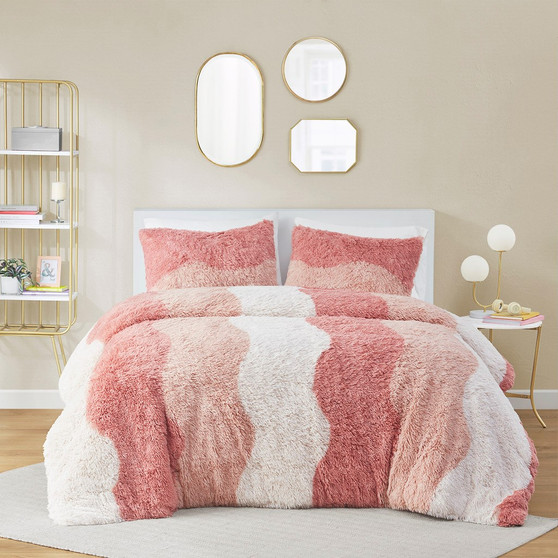 Cassie Ombre Shaggy Faux Fur Comforter Set - Twin/Twin Xl ID10-2230