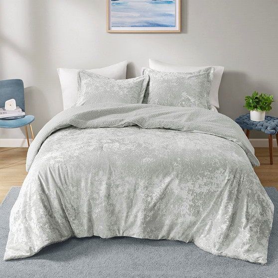 Mira Crushed Velvet Sherpa Reversible Comforter Set - King/Cal King ID10-2265