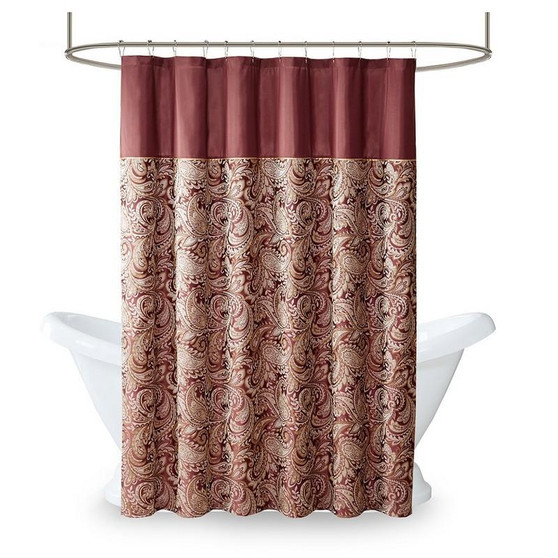 100% Polyester Jacquard Shower Curtain - Burgundy MP70-3034