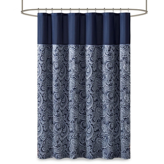 100% Polyester Jacquard Shower Curtain - Navy MP70-6459