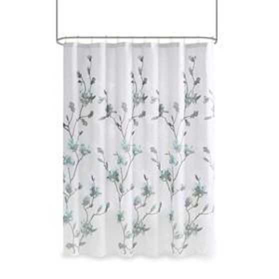 65% Rayon 35% Polyester Printed Burnout Shower Curtain - Aqua MP70-6421