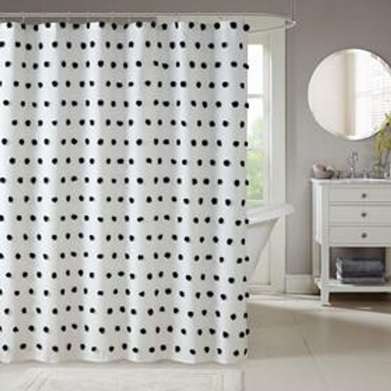 100% Polyester Clip Shower Curtain - Black MP70-6597