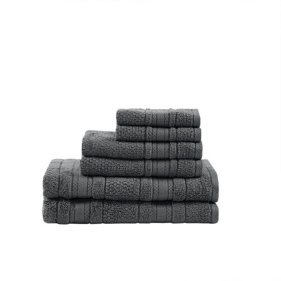 100% Cotton Super Soft 6Pcs Towel Set - Dark Gray MPE73-665