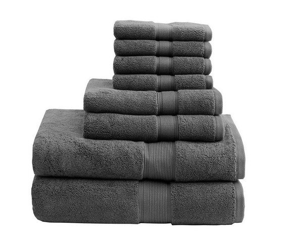 800Gsm Cotton 8 Piece Towel Set - Grey MPS73-197