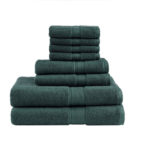 100% Cotton 8 Pcs Towel Set - Dark Green MPS73-423