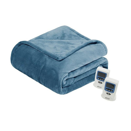 100% Polyester Knitted Solid Microlight To Solid Microlight Heated Blanket - King BR54-0661