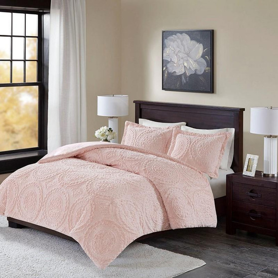 100% Polyester Embroidered Medallion Long Fur To Mink Comforter Set - Full/Queen MP10-5061