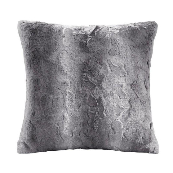 100% Polyester Faux Tip Dyed Brushed Long Fur Pillow W/ Knife Edge - Grey MP30-2831