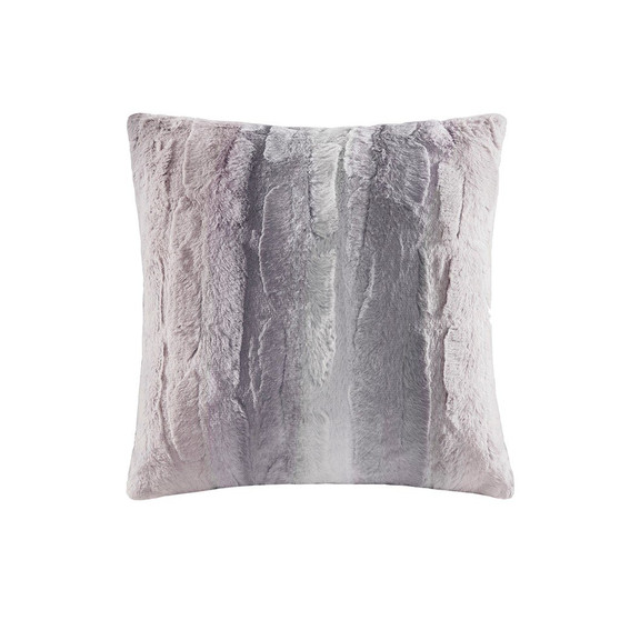 100% Polyester Faux Tip Dyed Brushed Long Fur Pillow W/ Knife Edge - Blush/Grey MP30-6236