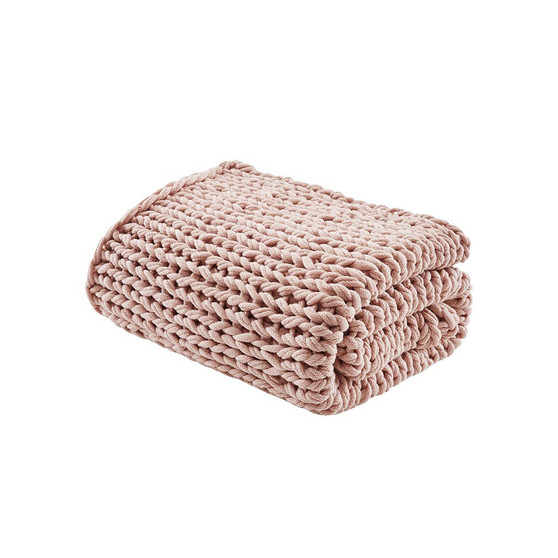 100% Acrylic Chunky Double Knit Throw - Blush MP50-6137