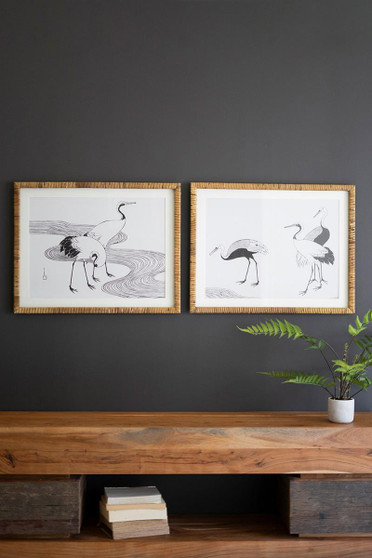 Set Of Two Framed Shore Bird Prints Under Glass (CHH1517)
