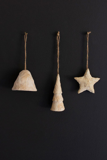 Set Of Three Paper Mache Christmas Ornaments - One Each (NHT1009)