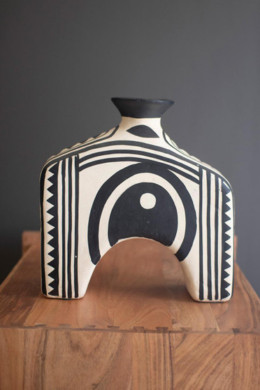 Black And White Paper Mache Vase - Arch (NTW1012)