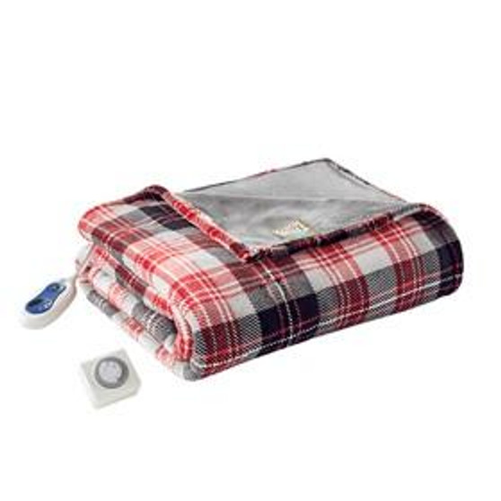 100% Polyester Printed Microlight Heated Throw - Red TN54-0395