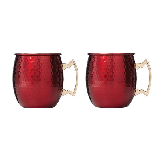 Micro Hammered Red Mule Mugs (Set Of 2) (EAHMM6BNCB1DS)