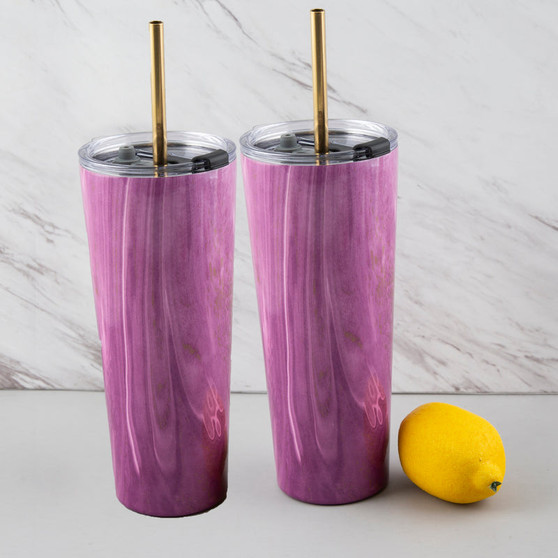 Pack Of 2 /24Oz With Straw Pink Geo Tumbler Each (EWG7PNCB2DS)