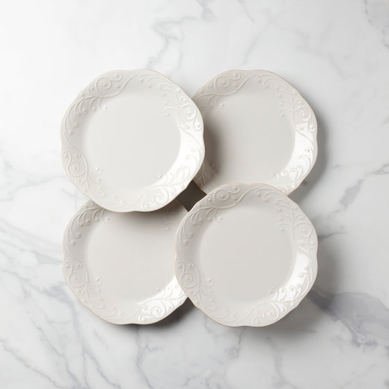French Perle White Dinnerware Dinner Plates (Set Of 4) (891288)