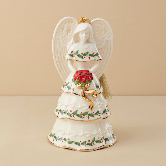 Holiday Angel Bell Holding Flowers Ornament (895778)