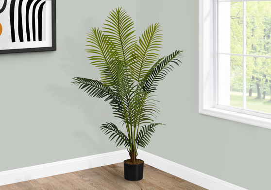 57" Tall Decorative Palm Artificial Plant - Black Pot (I 9536)