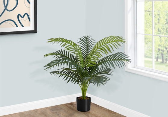 34" Tall Decorative Palm Artificial Plant - Black Pot (I 9539)