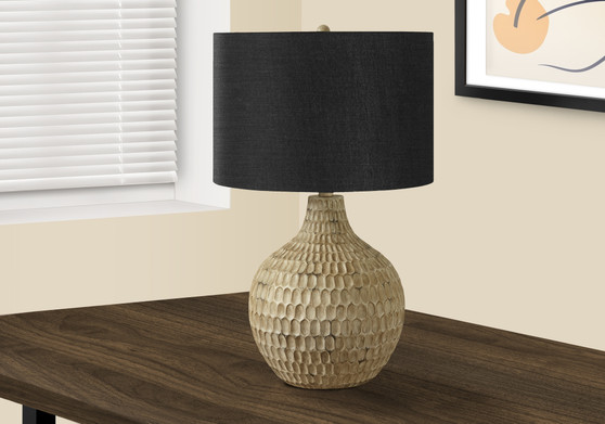 25"H Contemporary Brown Resin Table Lamp - Black Shade (I 9606)