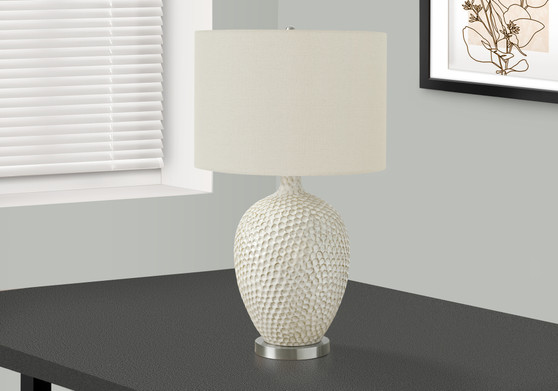28"H Contemporary Cream Ceramic Table Lamp - Ivory/Cream Shade (I 9607)