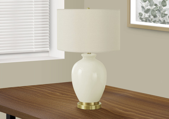 26"H Transitional Cream Ceramic Table Lamp - Ivory/Cream Shade (I 9625)
