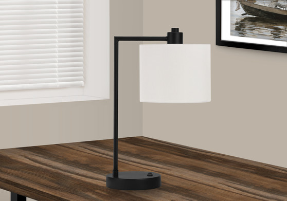 19"H Modern Black Metal Table Lamp - Ivory/Cream Shade (Usb Port Included) (I 9646)
