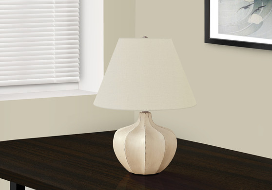 21"H Transitional Cream Resin Table Lamp - Ivory/Cream Shade (I 9733)