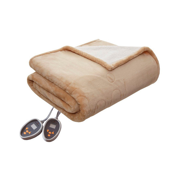 100% Polyester Solid Knitted Microlight Heated Blanket - Full WR54-1748