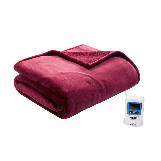 100% Polyester Solid Knitted Microlight Heated Blanket - Full WR54-1756
