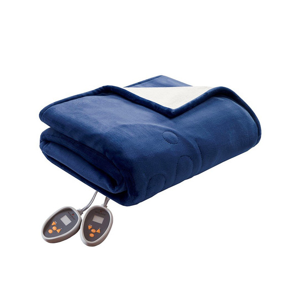 100% Polyester Solid Knitted Microlight Heated Blanket - Queen WR54-1761