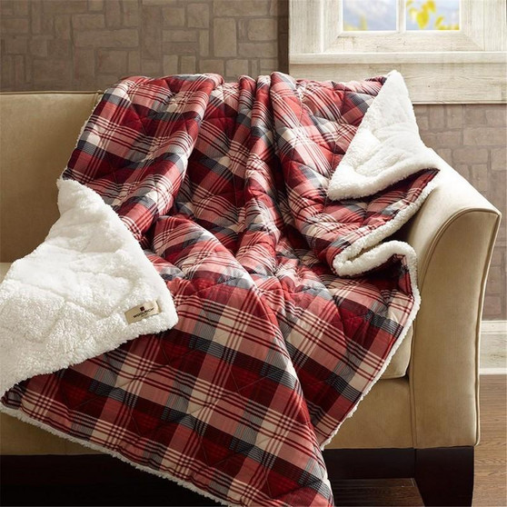 100% Polyester Cozy Spun/Berber Printed Throw - Red WR50-1349