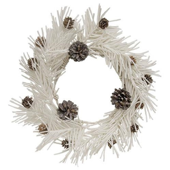 White Glitter Soft Pine & Cone Wreath FT30722