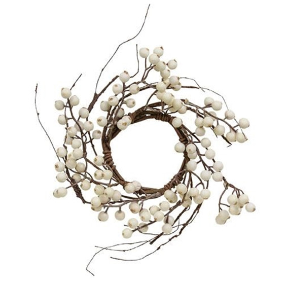 White Snowberry & Twig Candle Ring FT30823