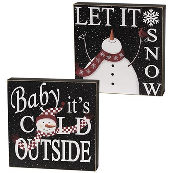 Baby It's Cold/Let It Snow Box Sign 2 Assorted (Pack Of 2) G37421