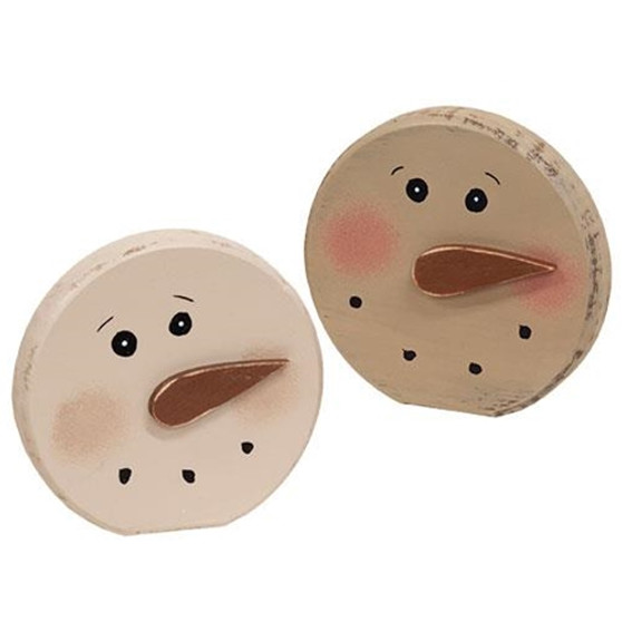 Distressed Wooden Blushing Snowman Sitter 2 Assorted (Pack Of 2) G37503