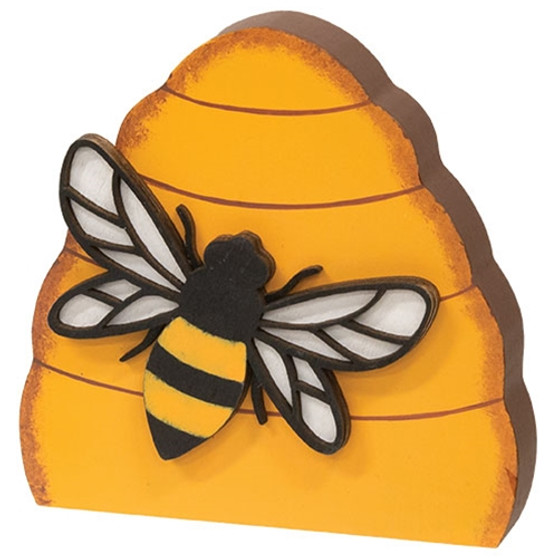 Wooden Honeycomb Beehive Sitter G37620