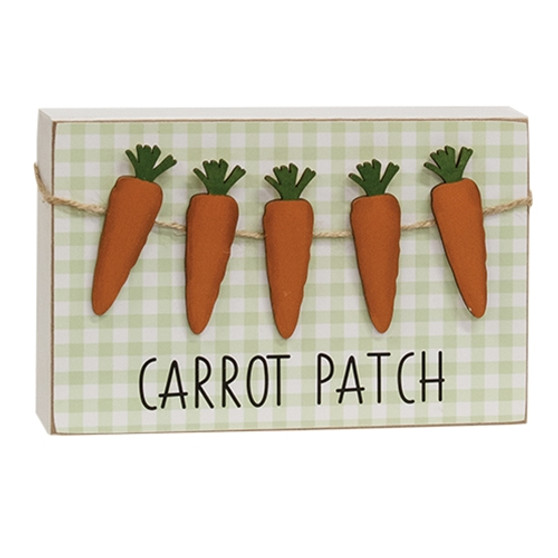 Carrot Patch Green & White Buffalo Check Box Sign G37649